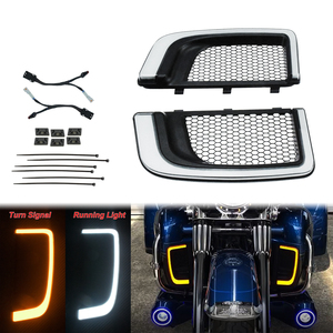 Carenado LED negro para motocicleta, parrillas inferiores, señal de giro, lámpara de luz para correr para <span class=keywords><strong>Harley</strong></span> Touring Street Road <span class=keywords><strong>Electra</strong></span> triple <span class=keywords><strong>Glide</strong></span> FLHTK - Product Image 1
