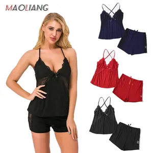 9077 Camisola De Encaje Sexy Para Mujer Conjuntos De Pijamas Con Correa Vrouwen Ropa De Dormir Sexy Kant Nachtkleding