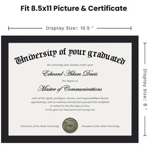 Cadre de diplôme professionnel en acajou 8,5x11, <span class=keywords><strong>porte</strong></span>-certificat en bois grainé résistant à l'humidité pour mur de bureau ou galerie - Product Image 2