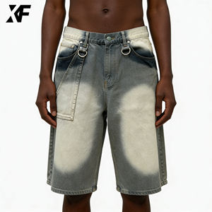 شورت جينز رجالي فضفاض مغسول عالي الجودة من القطن 100٪ بتصميم عتيق من إنتاج XUFEI الأصلي - Product Image 2