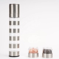 Moulin à épices manuel multifonctionnel en acier inoxydable, moderne, simple et durable, 5 en 1, réglable pour sel et poivre