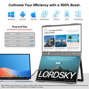 18.5 "FHD 1080P DUAL dual Triple จอภาพแบบพกพา USB-C HD HDR Display พับได้แล็ปท็อปพีซีจอคู่เล่นเกม100% sRGB <span class=keywords><strong>Mac</strong></span> - Product Image 3