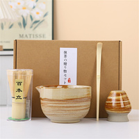 Bol à thé vert matcha avec bec verseur, style Japandi, en céramique écologique, ensemble fouet et cuillère à matcha, support pour fouet, pour une préparation saine du thé