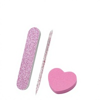 Kit d'outils pour ongles : Poudre scintillante, ensemble de 3/4 pièces, tige en cristal, bloc en forme de cœur, ensemble de polissage et de façonnage, outil de manucure