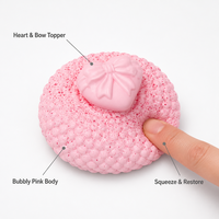 Jouet Squishy Gâteau Rose en forme de Dôme, à remontée lente, motif Cœur, Nœud et Taches, anti-stress, cadeau de bureau