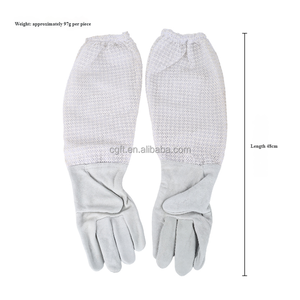 कारखाने की आपूर्ति सफेद चमड़े से बने बीकीपिंग दस्ताने, मधुमक्खी के स्टिंग्स के लिए सांस लेने योग्य दस्ताने - Product Image 5