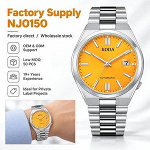 Reloj Mecánico Automático de Lujo Personalizado OEM/ODM de Acero Inoxidable Plateado con Fecha y 24 Horas, Sumergible 5 ATM - Product Image 1