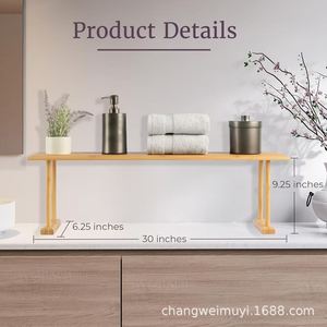 Wooden Desktop Storage <b>Rack</b> Solid Wood Single Layer <b>Kitchen</b> Spice <b>Rack</b> For Countertop Sink Multi Function - Product Image 5
