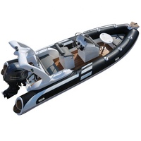 Bateau HAOHAI, yacht de luxe 8 places RIB580B avec coque en fibre de carbone CE 5,8 m/19 pieds, moteur hors-bord en aluminium pour la pêche et les loisirs