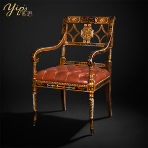 Sillón Estilo Chinoiserie Yips LD-1203-0757 con Patrón de Paisaje Pintado a Mano, Comedor, Cojín de Cuero Clásico de Lujo - Product Image 2