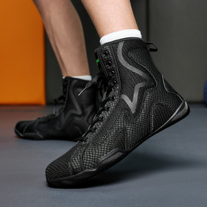 Calzado de Boxeo y Lucha Libre con Cordones, Parte Superior de Malla de Microfibra, Suela de Goma Resistente Antideslizante, Ligero y Transpirable para Entrenamiento en Gimnasio - Product Image 5