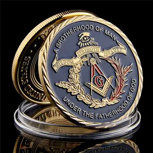 カスタムメイドのバルクブルーロッジフリーメーソン150周年記念真鍮チャレンジお土産コイン