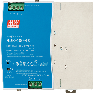 แหล่งจ่ายไฟแบบราง DIN รุ่นใหม่ NDR-480-48 48V 10A สำหรับงานอุตสาหกรรม - Product Image 5