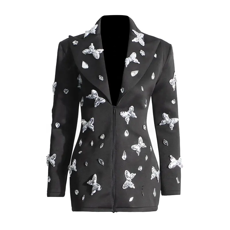 OULAIYADI nouveau Design taille minceur costume robe Collage vache Sequin Blazer mode costume court pour les femmes