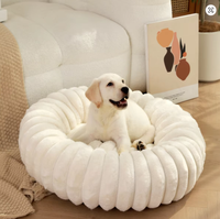 Lit rond en peluche pour grands chiens, chaud pour l'hiver, classique, dessin animé, lavable, disponible toute l'année