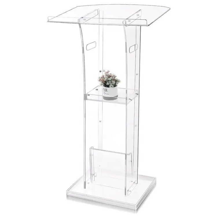 Aangepaste Eenvoudige Acryl Podium Plexiglas Clear Kerk Preekstoel Stand School Vergadering Lessenaar Glas Acryl Lessenaar Voor Lezing