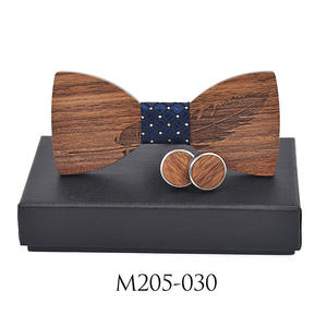 Nouvel ensemble de nœuds <span class=keywords><strong>papillon</strong></span> et boutons de manchette en <span class=keywords><strong>bois</strong></span> <span class=keywords><strong>sculpté</strong></span> pour homme, style décontracté, pour affaires - Product Image 4