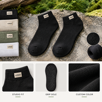 Chaussettes de Pilates Studio Grip à semelle intégrale, avec patch, accent couleur signature, logo assorti, emballage, échantillon, approbation