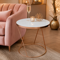 Table d'appoint ronde moderne avec cadre en métal doré et plateau en bois, marbre, bambou ou résine, table basse pour salon, OEM ODM