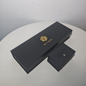 Luxe à la mode noir foncé et or Logo impression mat laminé cadeaux d'<span class=keywords><strong>anniversaire</strong></span> et bijoux boucles d'oreilles Gifs boîte avec couvercle - Product Image 3