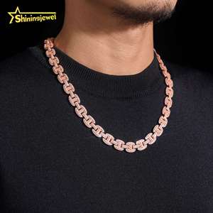 Nuevo Collar <span class=keywords><strong>de</strong></span> Moda Hip Hop Personalizado con Moissanita, <span class=keywords><strong>Cadena</strong></span> Cubana Infinita <span class=keywords><strong>de</strong></span> 12 mm <span class=keywords><strong>de</strong></span> Grosor, Plata 925 para Hombre - Product Image 6