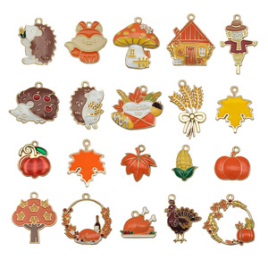 Assortiment de 50 accessoires en alliage pour porte-clés à suspendre, à faire soi-même, sur le thème de Thanksgiving : pendentifs goutte à goutte, citrouille, écureuil, dessert, <span class=keywords><strong>dinde</strong></span> - Product Image 5
