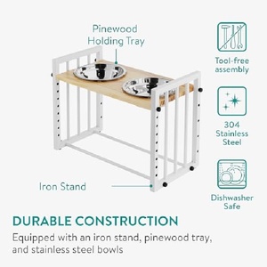 Çift Katlı Ekolojik Dostu Kedi Mamalıkları Yükseltilmiş Kedi Mama Kabı Seti Bambu Standlı İç Mekan Kedileri Küçük Köpekler Evcil Hayvan Mama ve Su Kapları - Product Image 6