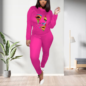 Conjunto de Pantalones Deportivos de Dos Piezas con Estampado Informal para Mujer, Talla Grande - Product Image 2