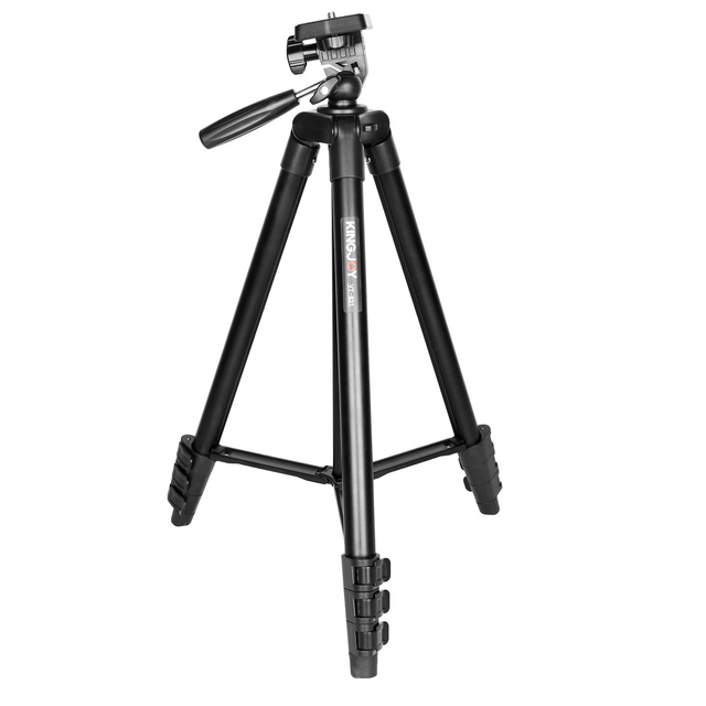Kingjoy DSLR Camera Tripod for DSLR SLR Cameras 3-Way Head Professional Aluminum Lightweight Travel Stand Bubble Level 2kg Load