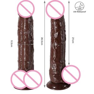 Dikke Bruine Dildo Grote Penis Sex Machine Vrouwelijke Masturbatie Vrouwen Sex Toy Silicone Rubber Real Cock - Product Image 3