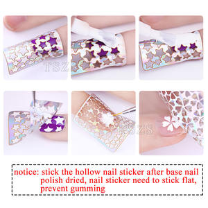 Pochoir d'autocollants de manucure réutilisables, 60 pièces, 24 feuilles, nouveaux ongles ajourés, grille irrégulière, pochoir, modèle d'estampage, outils d'art des ongles - Product Image 5