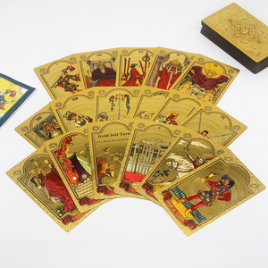 Cartes <span class=keywords><strong>de</strong></span> tarot en feuille d'or 12*7cm, imperméables, en PVC, impression plastique, <span class=keywords><strong>jeu</strong></span> <span class=keywords><strong>de</strong></span> divination <span class=keywords><strong>de</strong></span> tarot, vente chaude - Product Image 5