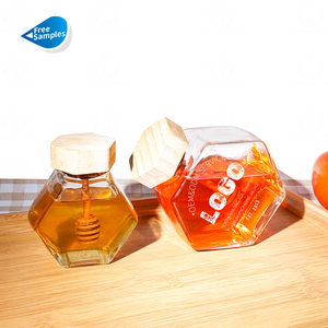 Produttore100ml 220ml 380ml vasetti di <span class=keywords><strong>miele</strong></span> in vetro esagonale trasparente con coperchio e bastoncino di <span class=keywords><strong>miele</strong></span> - Product Image 2