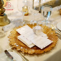 Vente en gros, lot de vaisselle de luxe sur mesure, de haute qualité, en verre à faible transparence, pour mariage, banquet, restaurant, hôtel, assiette de présentation