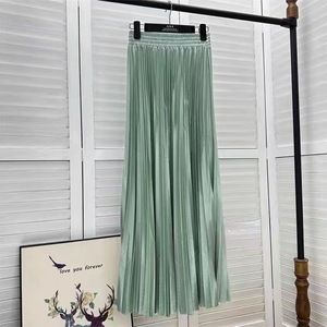 2024 Women Spring New Long Pleated Long <strong>Skirt</strong> <strong>Elastic</strong> High <strong>Waist</strong> Big Swing Solid Color A-line Women's Lady Elegant Half <strong>Skirt</strong> - Product Image 6