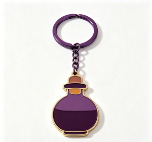 Purple Enamel Metal Key Chain Bottle Shape Plated Keyring <b>Custom</b> Collectible Gift Accessory - Product Image 5