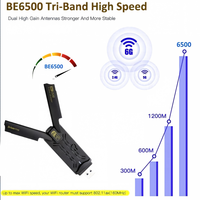 Adaptador WiFi7 de Triple Banda BE6500 USB 3.0, Dongle Inalámbrico sin Controlador, Adaptador de Red USB para Laptop y Notebook