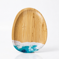 Planche à découper en bambou naturel en forme de cœur, personnalisée OEM, avec motif vague océanique imprimé, ustensiles de cuisine écologiques pour la décoration de la maison