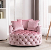 Fauteuil de détente rotatif en tissu américain avec bouton de traction, canapé rond paresseux pour grand salon, réglable pour le mobilier de maison