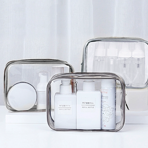 Borsa da Viaggio per Organizzare Articoli da Toeletta, Pochette Impermeabile per <span class=keywords><strong>Trucchi</strong></span>, Borsa da Toilette Femminile Portatile <span class=keywords><strong>Trasparente</strong></span> con Cerniera in PVC - Product Image 2