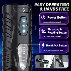Yetişkin Oyuncakları Erkek Seks Oyuncakları, 7 İtme ve 7 Dönüş Modu, Eller Serbest Cep Vajinası Seks Makinesi LCD Ekran - Product Image 4