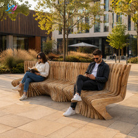 Banc de salon extérieur commercial multi-personnes en bois massif nordique, design paramétrique moderne, durable et écologique, pour centre commercial