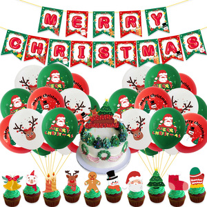Ensemble de décorations de Noël et d'anniversaire, accessoires de photomaton de Noël, ballons en latex rouge et vert Père Noël, fournitures de fête du Nouvel An - Product Image 1