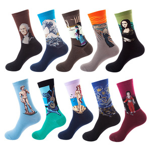 Calcetines de algodón para hombre y mujer, serie de pinturas al óleo famosas artísticas, divertidos, a granel - Product Image 2