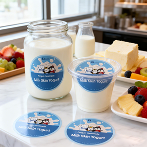 ฉลากขวดนมไวนิลกันน้ำ; สติกเกอร์เครื่องดื่มโยเกิร์ตฟอยล์ทองแบบกำหนดเองสำหรับบรรจุภัณฑ์นมแบบควบคุมอุณหภูมิ - Product Image 1