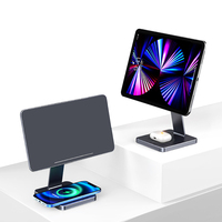 Support magnétique réglable en aluminium amélioré 2023 pour Ipad Pro avec Base de charge sans fil 15W support magnétique pour tablette de bureau