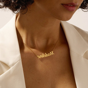 <span class=keywords><strong>Collier</strong></span> chaîne tendance plaqué or 18 carats, <span class=keywords><strong>collier</strong></span> personnalisé avec nom, bijoux en acier inoxydable, cadeau fête <span class=keywords><strong>des</strong></span> Mères - Product Image 2