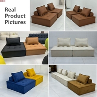 Quadratisches Modulares Sofa Würfelblock Leder Stoff Ottoman Sofa Frei Kombinierbares Sektionalsofa für Moderne Apartments Wohnzimmer Hotel