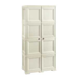 Armadio in plastica effetto legno beige 79x43x164 cm con 2 ante e 4 scomparti - Product Image 1