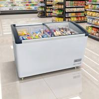 Vitrine Réfrigérée Manuelle à 4 Roues pour Supermarché, avec Dessus en Verre, pour Glaces et Produits Surgelés, Équipement de Réfrigération Professionnel